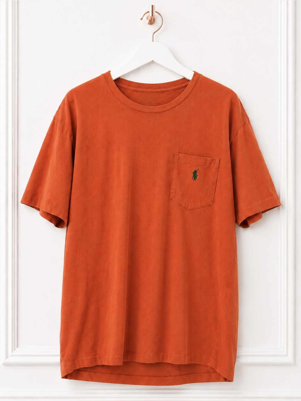 Polo Ralph Lauren Mens Small Orange Classic Fit Pocket T Shirt Green Pony